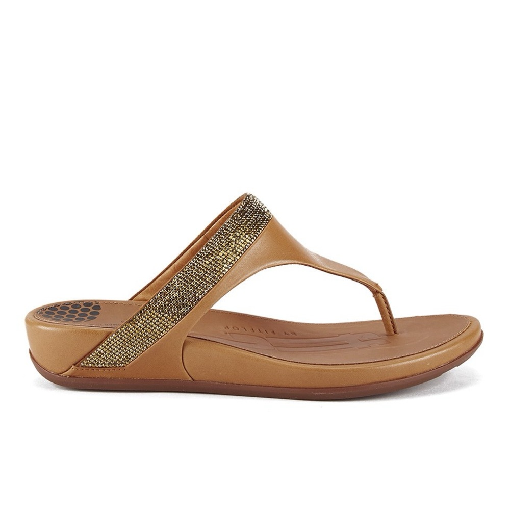 FitFlop Banda Micro Crystal Leather Toe Lost Flip Flop Sandals 7